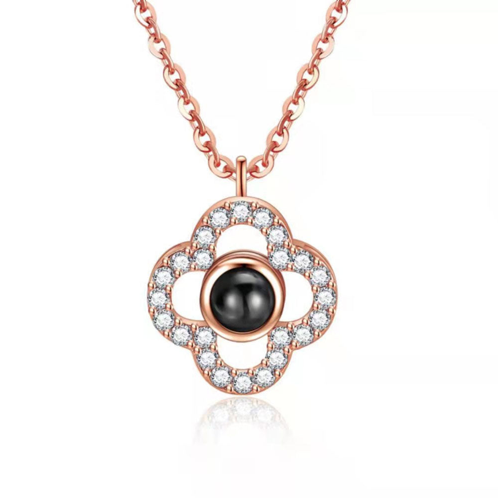 High quality Sterling silver Four-leaf clover projection necklace send girlfriend to friends