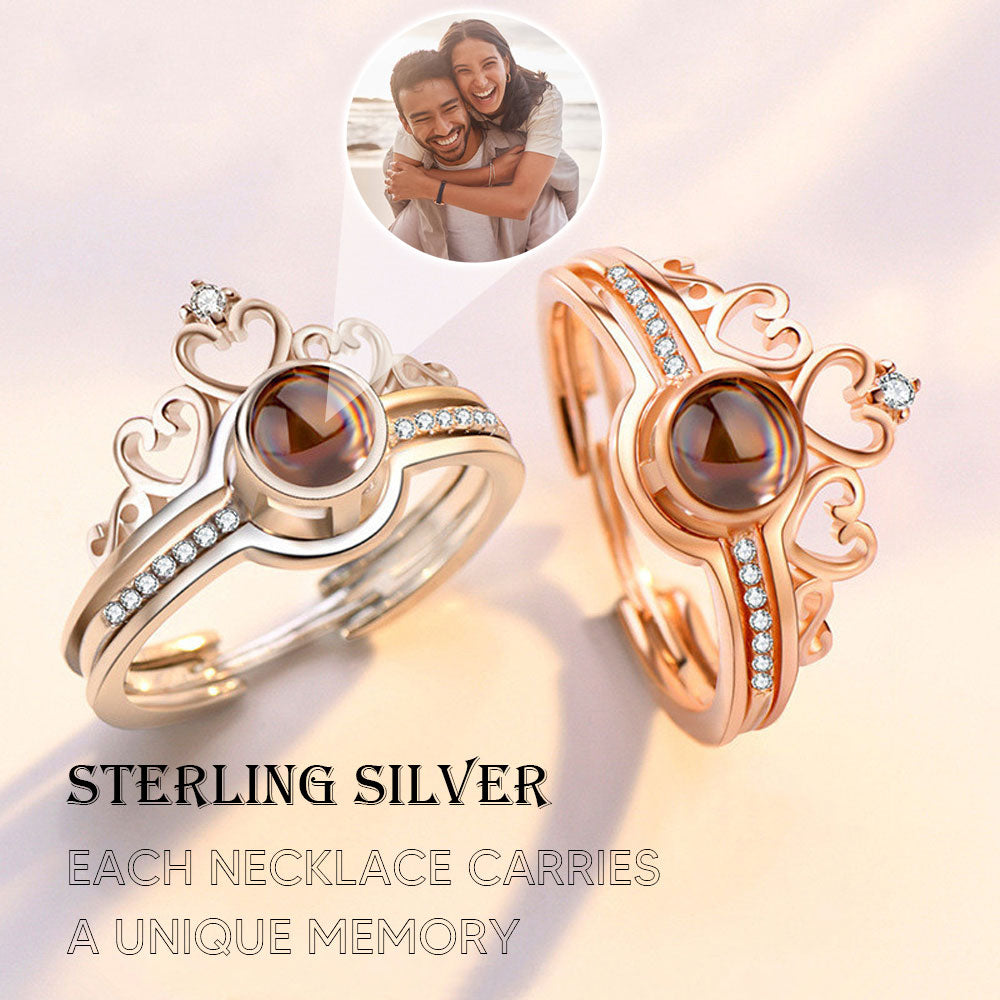 Sterling Silver Photo Projection Ring Crown women's