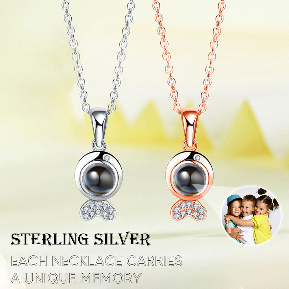 Fish Sterling Silver Photo Projection Necklace custom pet projection necklace