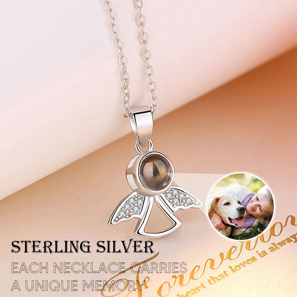 Sterling silver best projection necklace angel wings with gift box