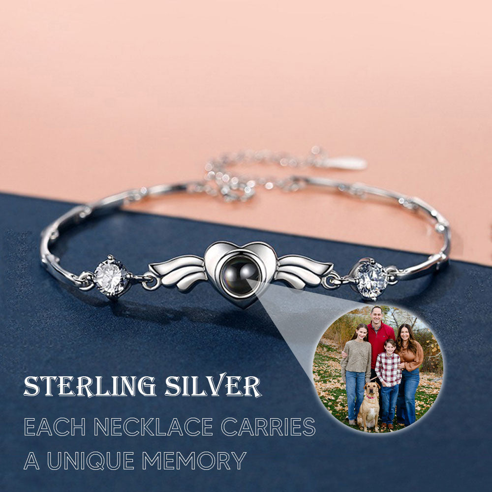 Angel Heart Wings best projection bracelet Sterling silver charm custom picture