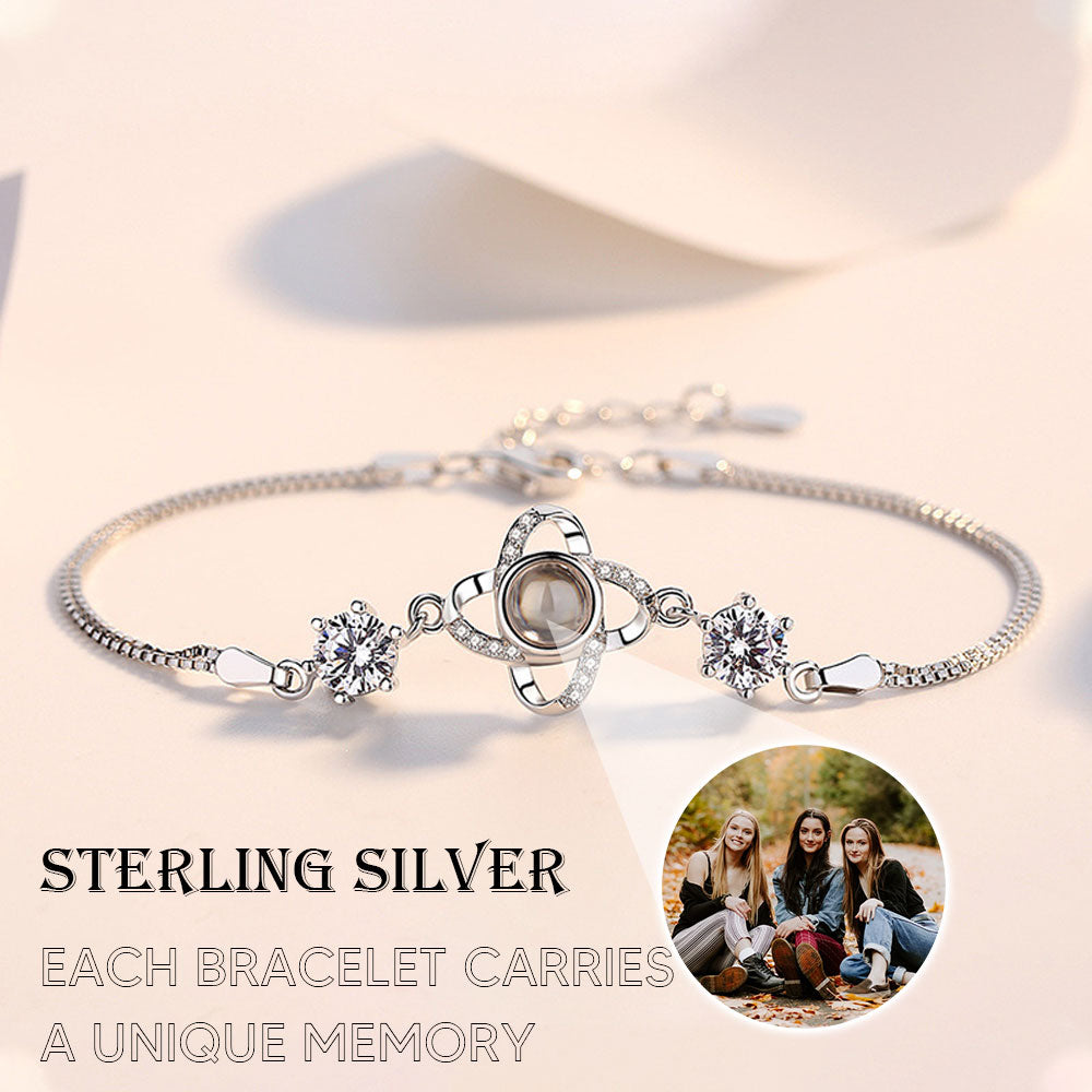 Four Leaf Clover argent photo projection bracelet sterling silver is not allergic