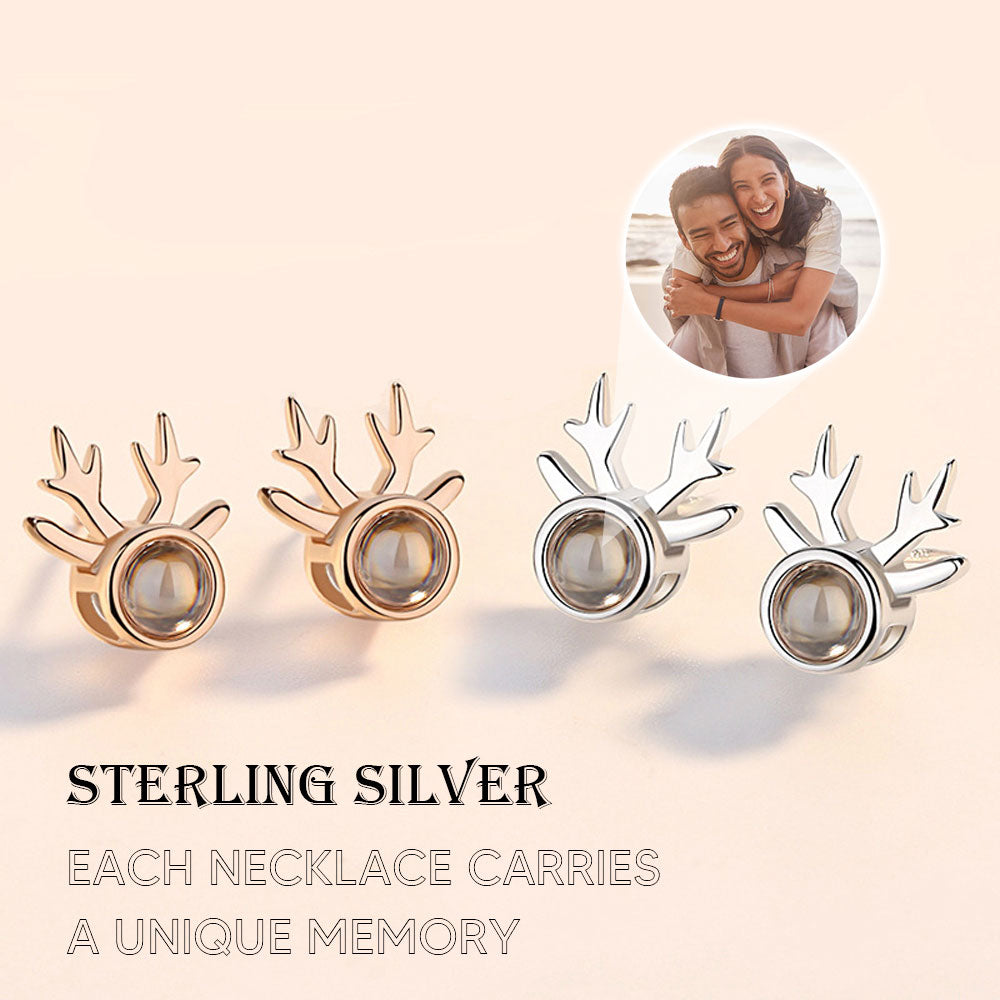 Sterling Silver Lady Projection Earrings Deer Modeling Photo Projection Earrings
