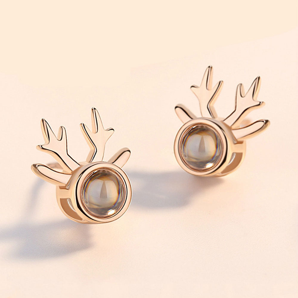 Sterling Silver Lady Projection Earrings Deer Modeling Photo Projection Earrings