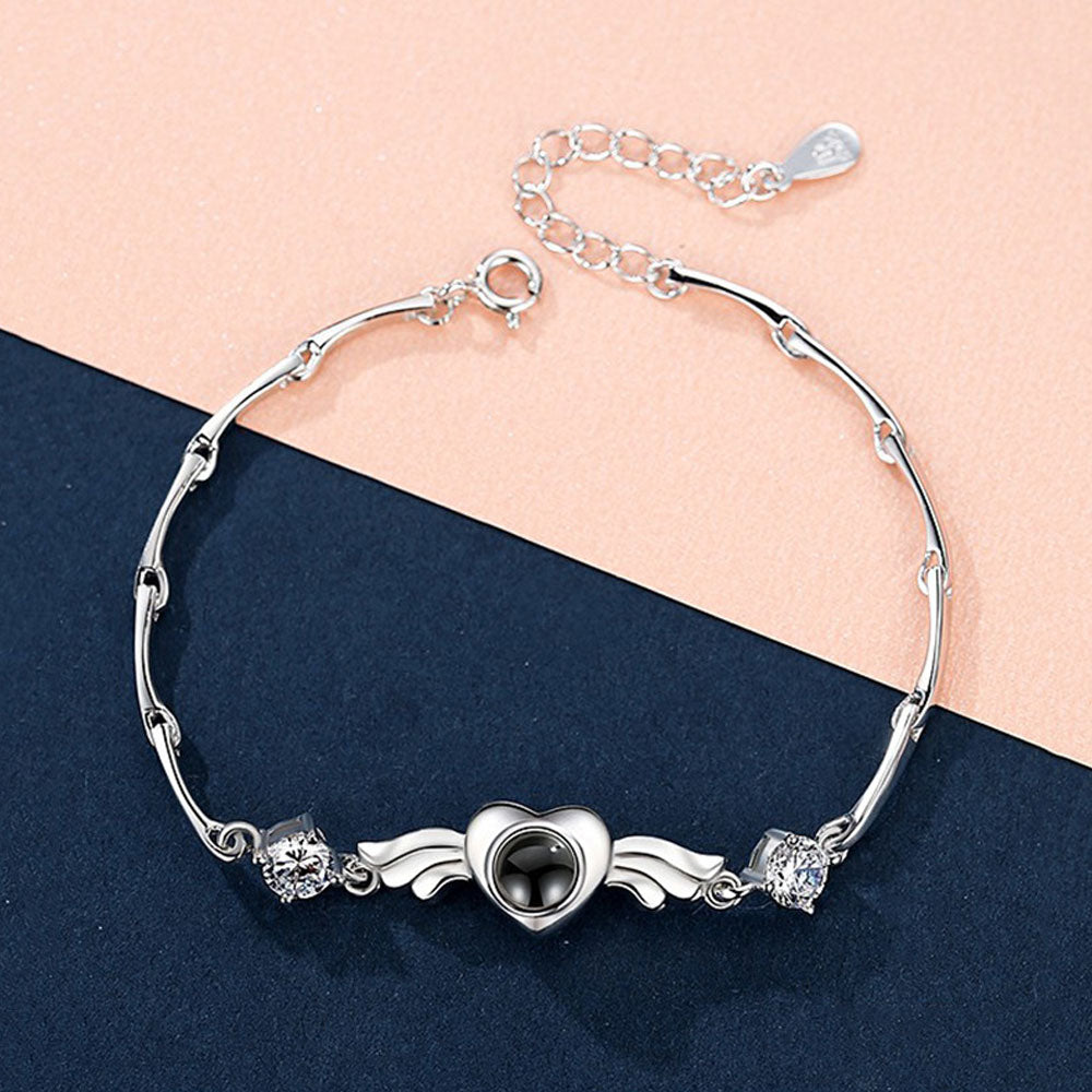 Angel Heart Wings best projection bracelet Sterling silver charm custom picture