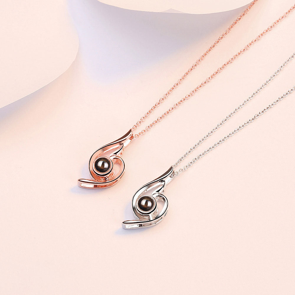 925 silver high quality love projection necklace photo projection i love you