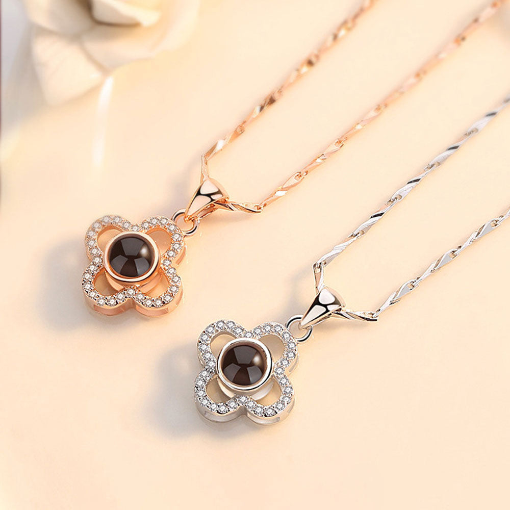 High quality Sterling silver Four-leaf clover projection necklace send girlfriend to friends