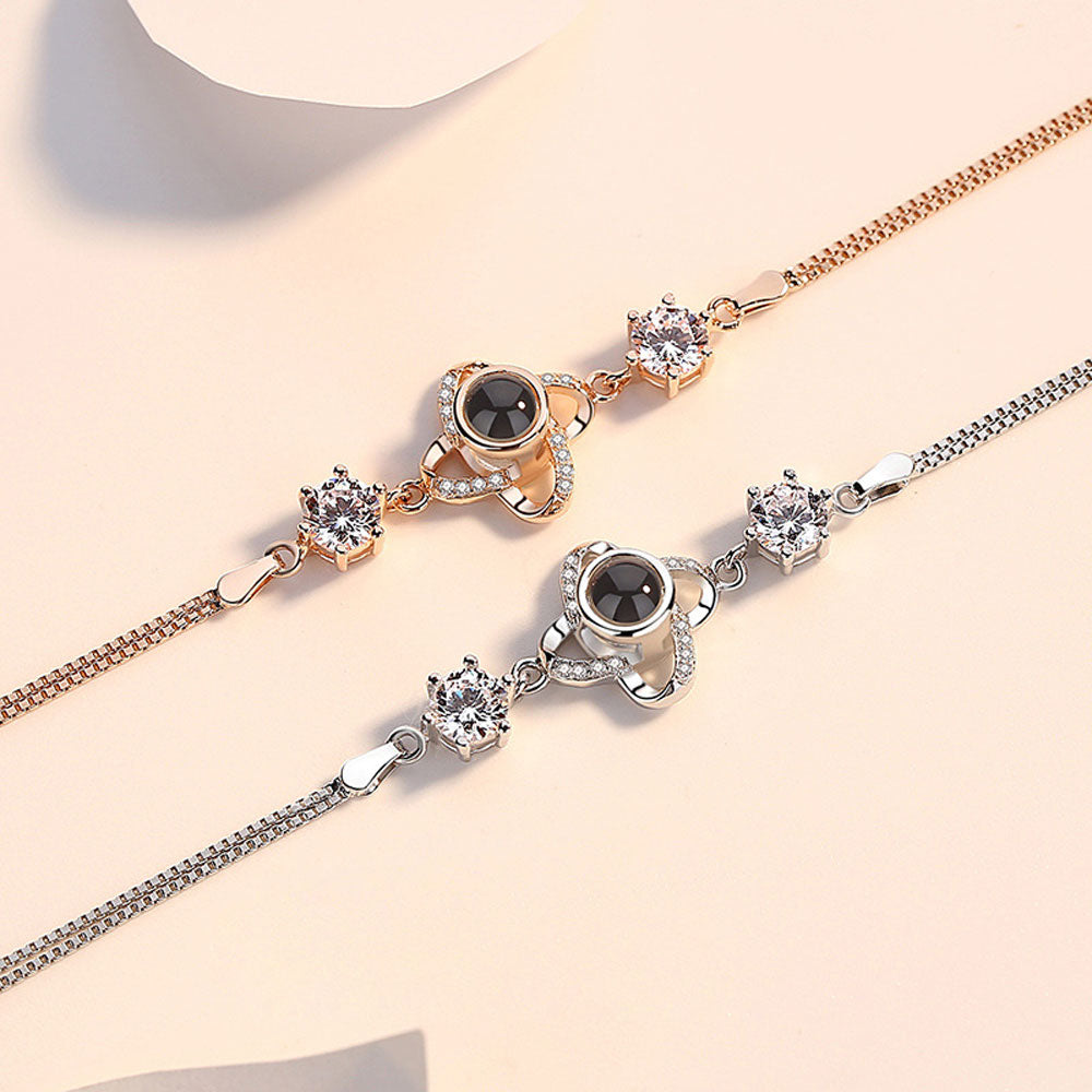 Four Leaf Clover argent photo projection bracelet sterling silver is not allergic