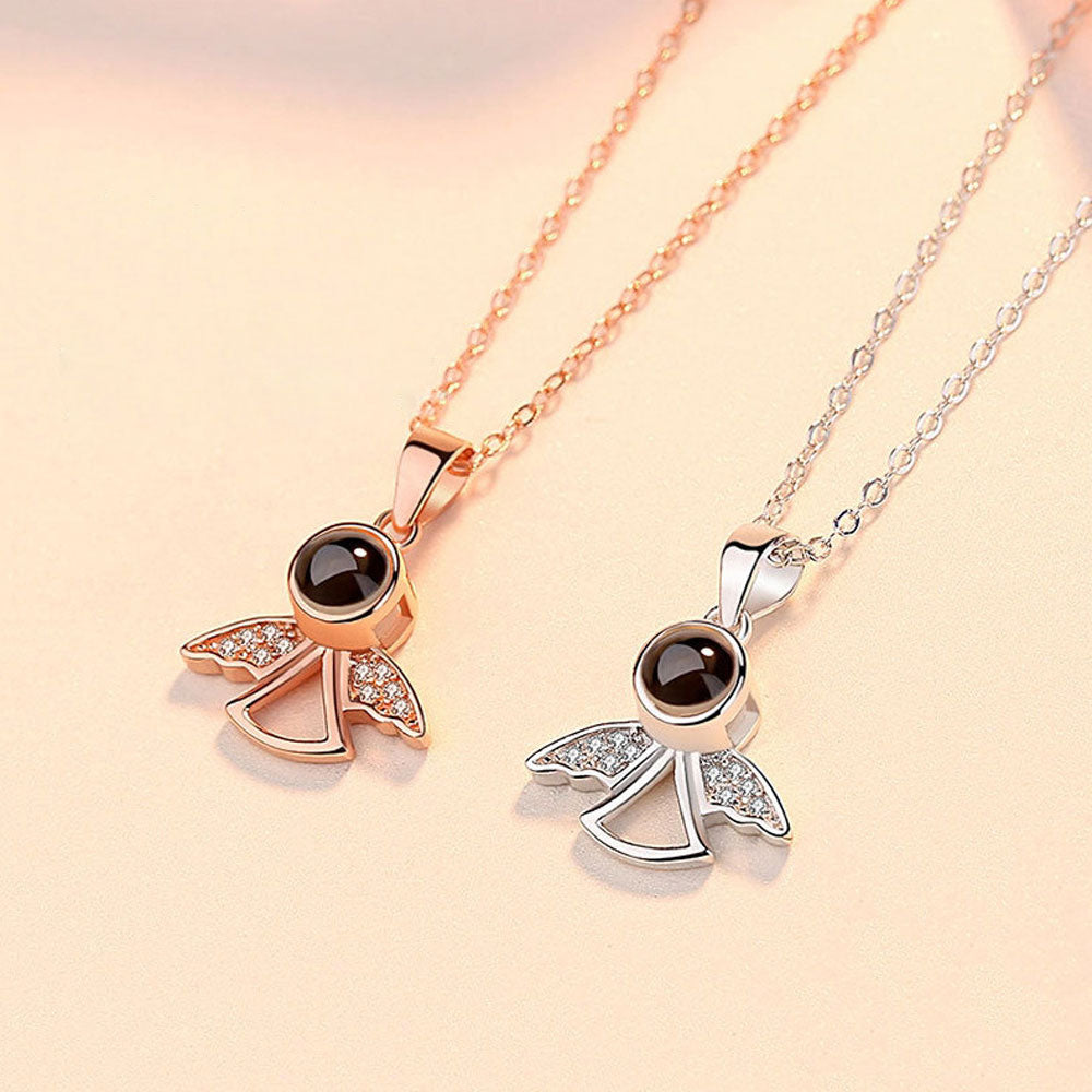 Sterling silver best projection necklace angel wings with gift box