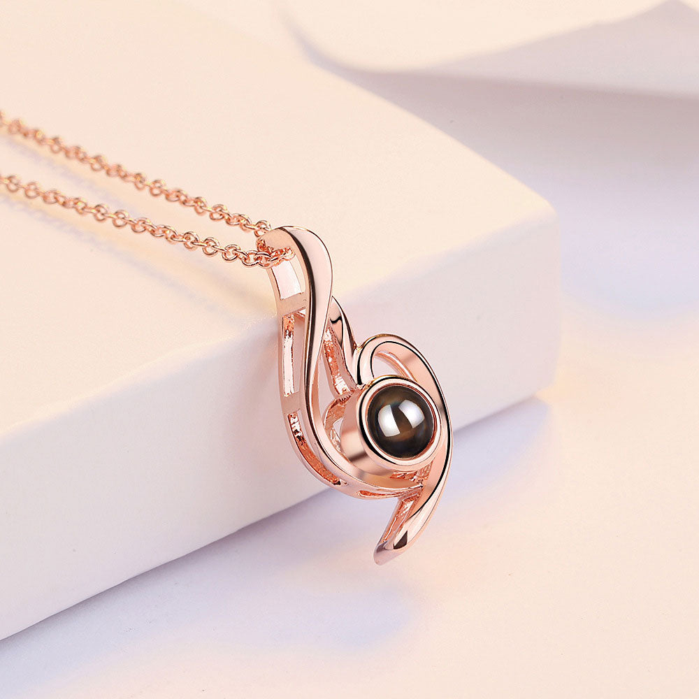 925 silver high quality love projection necklace photo projection i love you