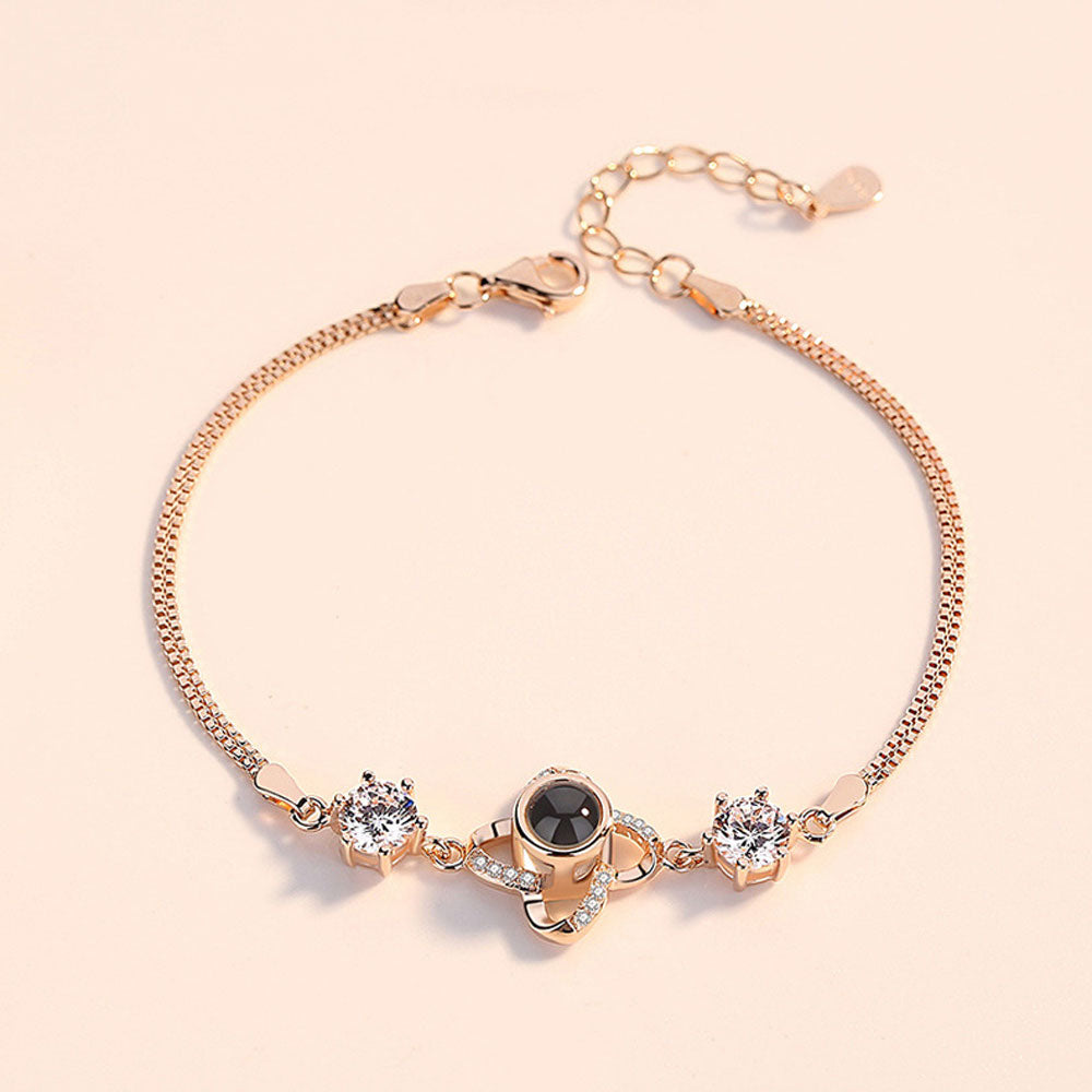 Four Leaf Clover argent photo projection bracelet sterling silver is not allergic