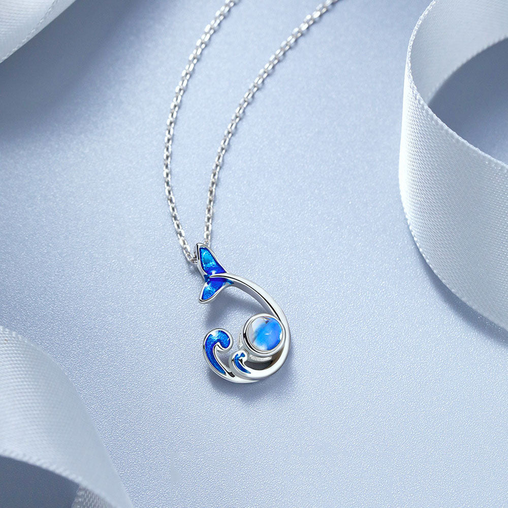 Custom Mermaid Bubble Photo Projection Necklace with picture inside Silver