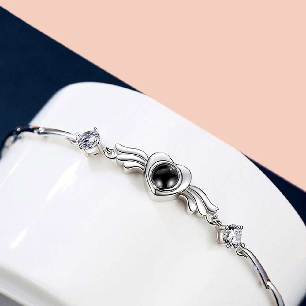 Angel Heart Wings best projection bracelet Sterling silver charm custom picture