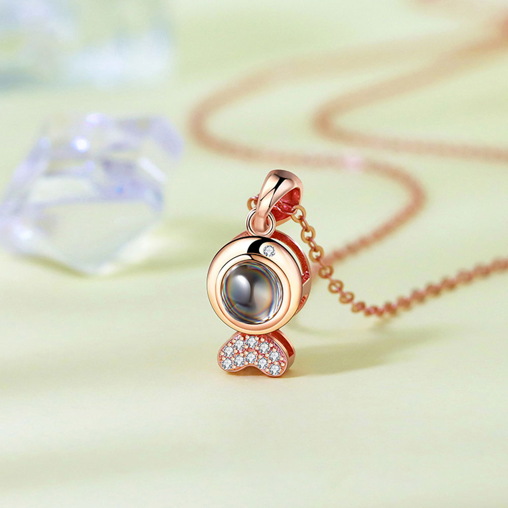 Fish Sterling Silver Photo Projection Necklace custom pet projection necklace