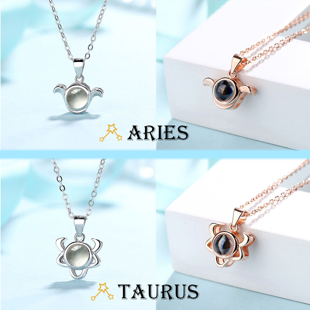 Custom Best Constellation Photo Projection Necklace sterling silver with gift box