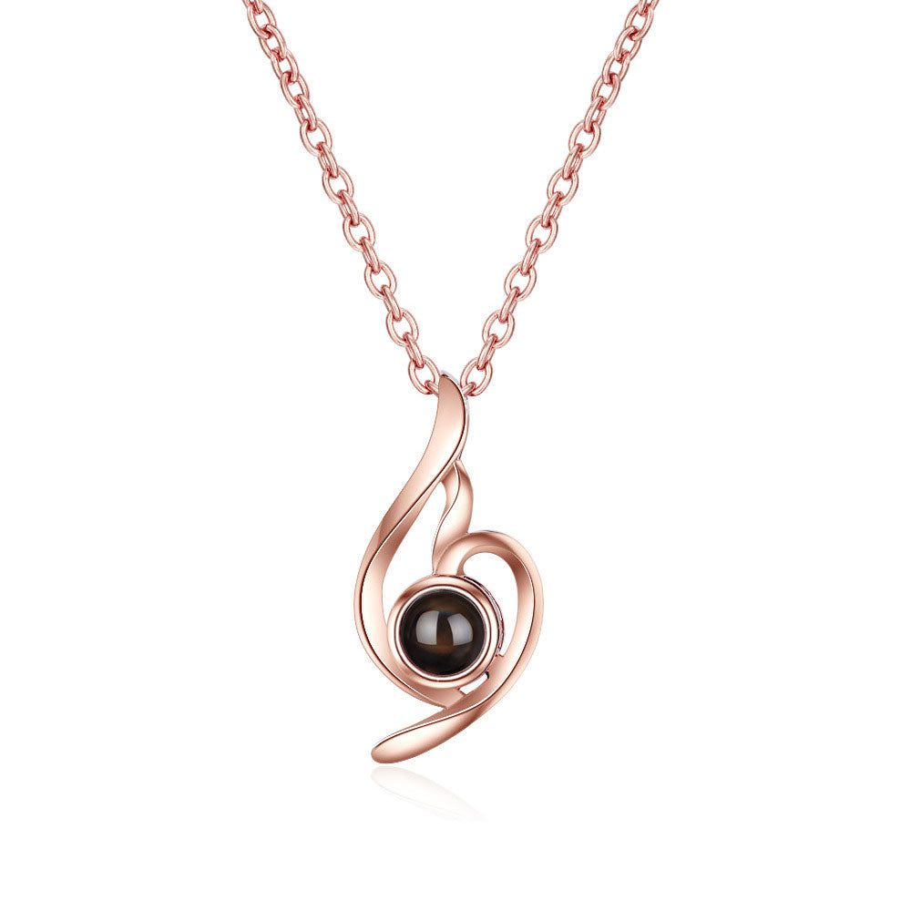 925 silver high quality love projection necklace photo projection i love you