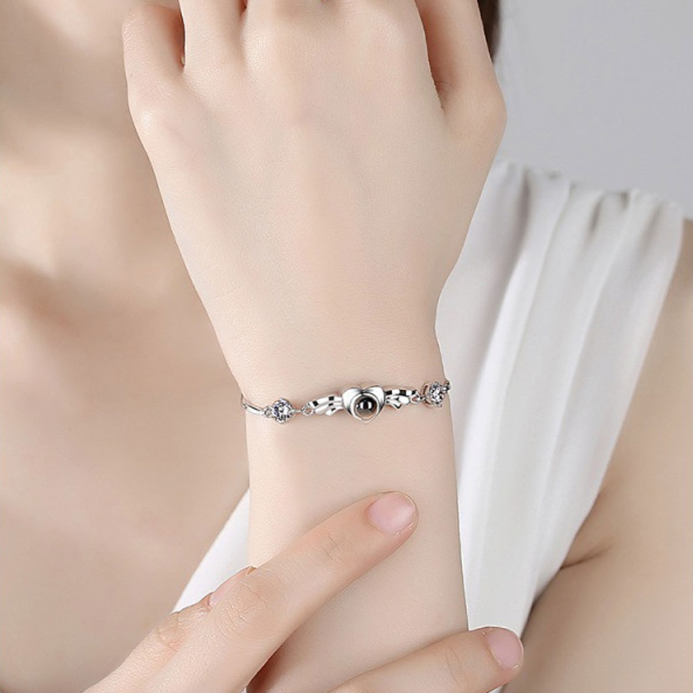 Angel Heart Wings best projection bracelet Sterling silver charm custom picture
