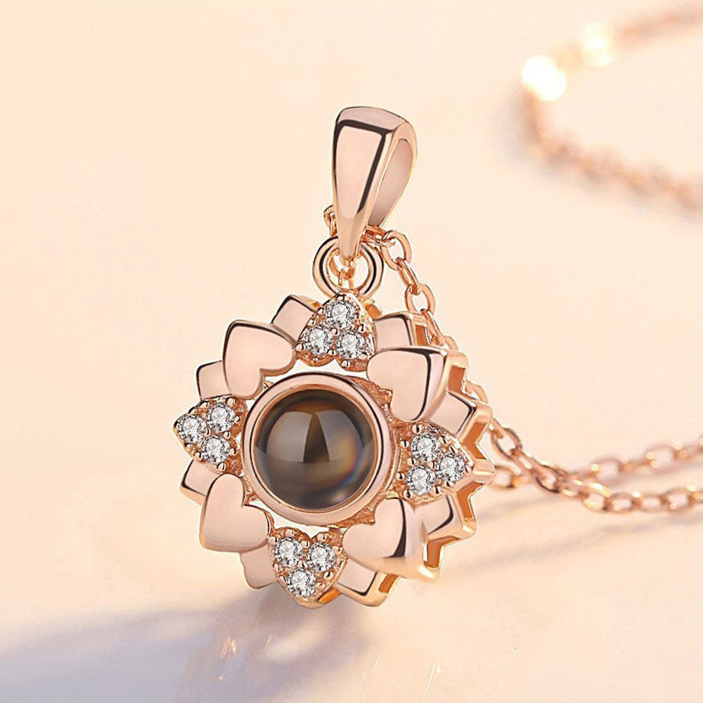 Photo diamond projection necklace angel wings sterling silver projection jewelry