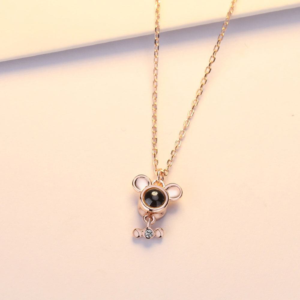 Zodiac Rat Photo Projection Necklace Sterling Silver Birthday Gift with Gift Box