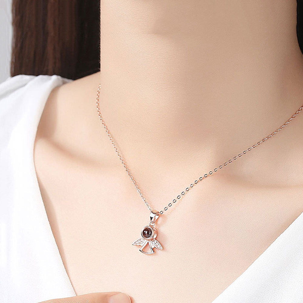 Sterling silver best projection necklace angel wings with gift box