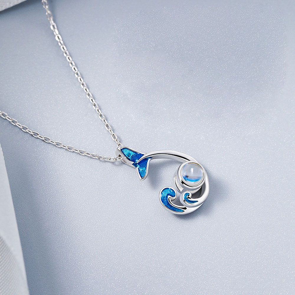 Custom Mermaid Bubble Photo Projection Necklace with picture inside Silver