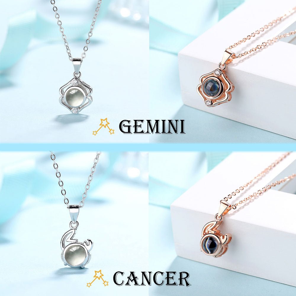 Custom Best Constellation Photo Projection Necklace sterling silver with gift box