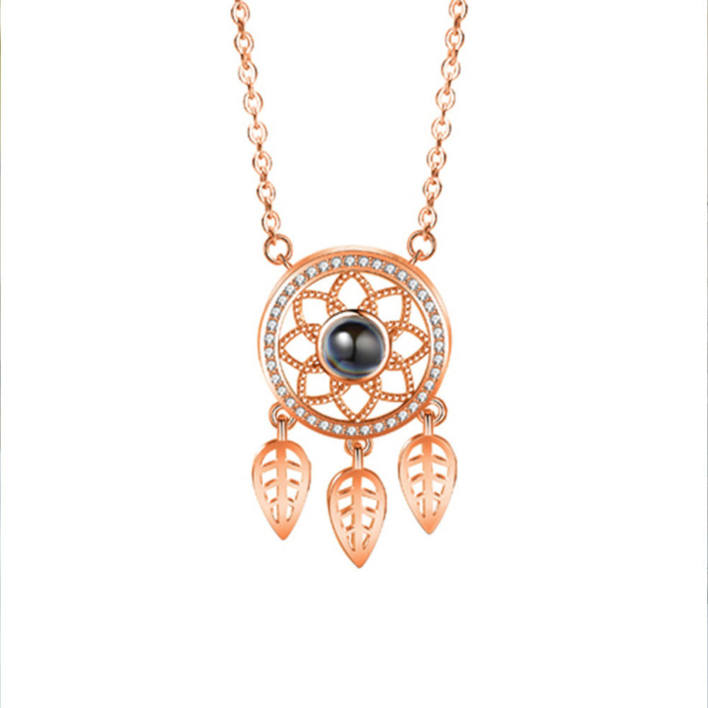 Dreamcatcher personalized projection necklace with photo sterling silver
