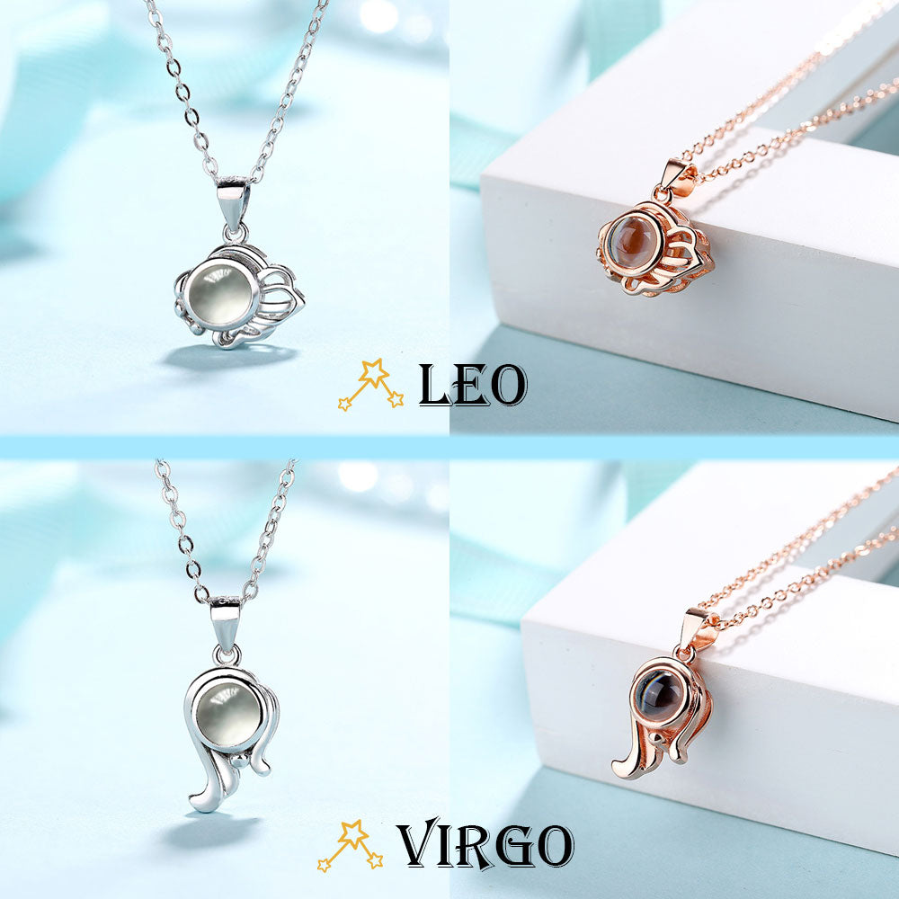Custom Best Constellation Photo Projection Necklace sterling silver with gift box