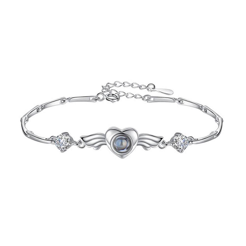 Angel Heart Wings best projection bracelet Sterling silver charm custom picture