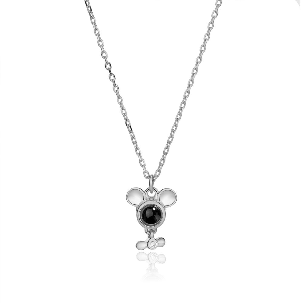 Zodiac Rat Photo Projection Necklace Sterling Silver Birthday Gift with Gift Box