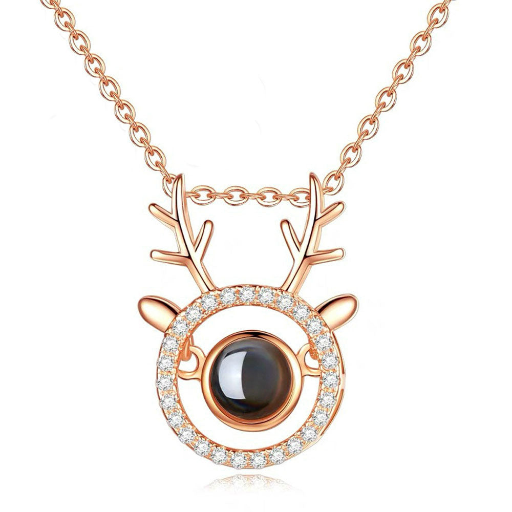 Best Deer projection bead jewelry necklace Sterling silver With gift box for gift giving