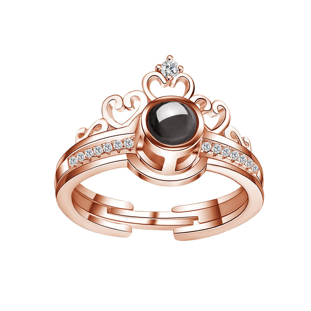 Sterling Silver Photo Projection Ring Crown women's