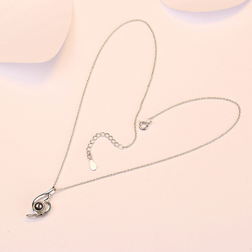925 silver high quality love projection necklace photo projection i love you