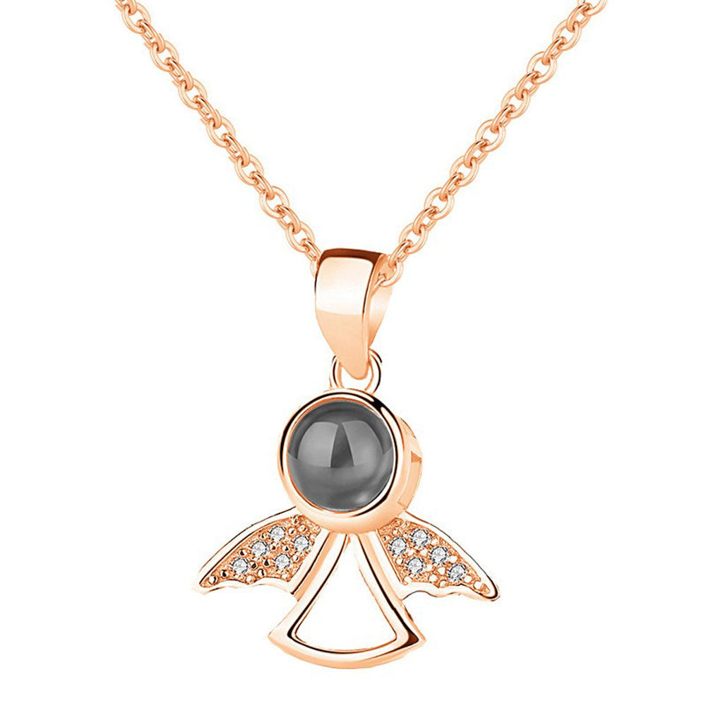 Sterling silver best projection necklace angel wings with gift box