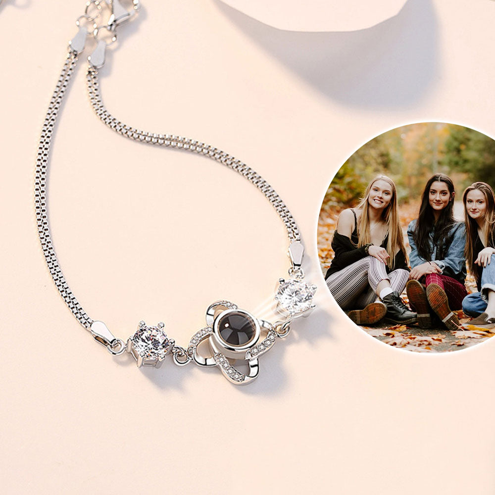 Four Leaf Clover argent photo projection bracelet sterling silver is not allergic