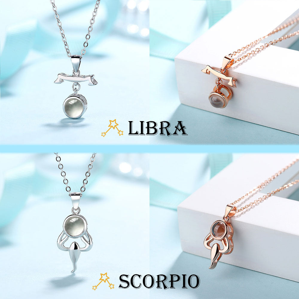 Custom Best Constellation Photo Projection Necklace sterling silver with gift box
