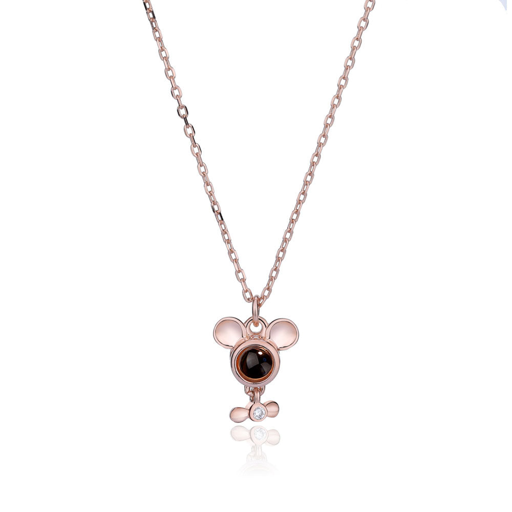 Zodiac Rat Photo Projection Necklace Sterling Silver Birthday Gift with Gift Box