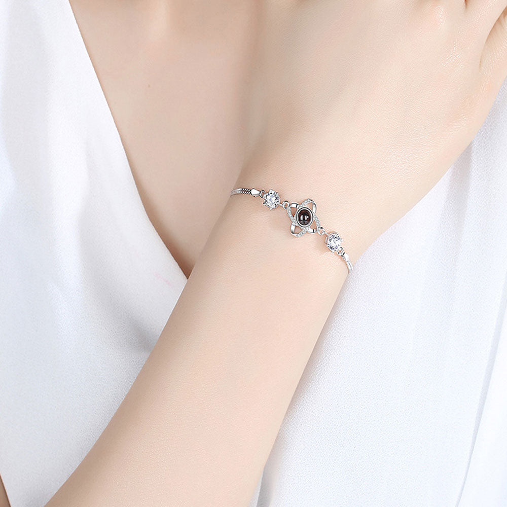Four Leaf Clover argent photo projection bracelet sterling silver is not allergic