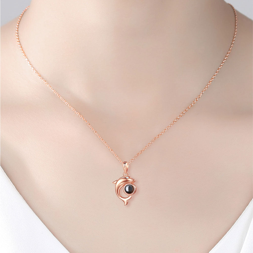 Dolphin Photo Projection Necklace Memorial jewelry gifts for friends
