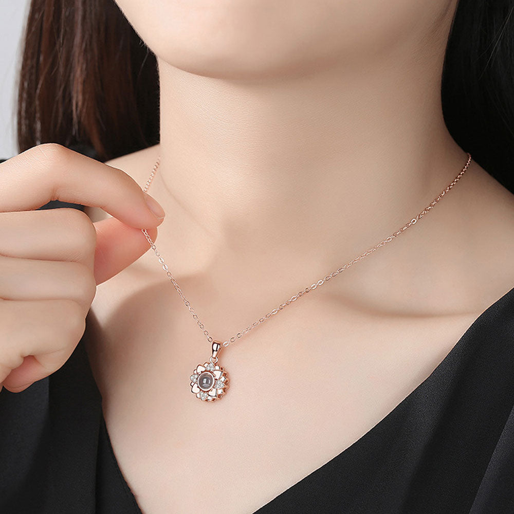 Photo diamond projection necklace angel wings sterling silver projection jewelry