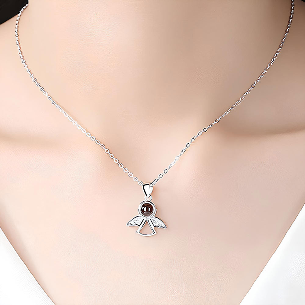 Sterling silver best projection necklace angel wings with gift box