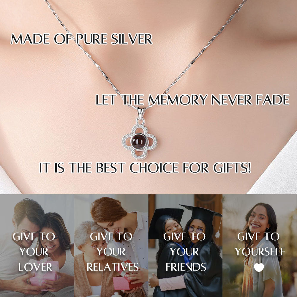 High quality Sterling silver Four-leaf clover projection necklace send girlfriend to friends