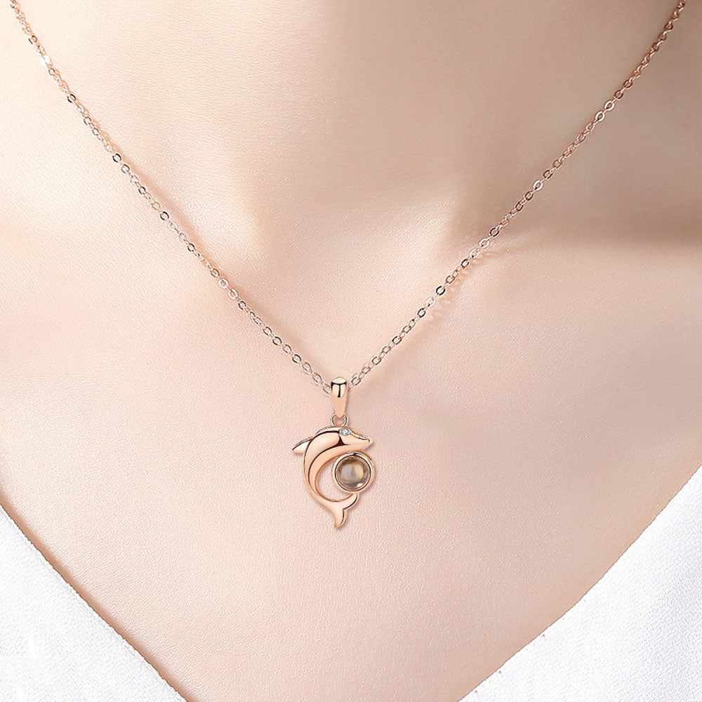 Dolphin Photo Projection Necklace Memorial jewelry gifts for friends