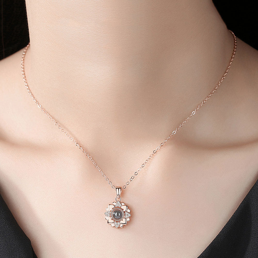 Photo diamond projection necklace angel wings sterling silver projection jewelry