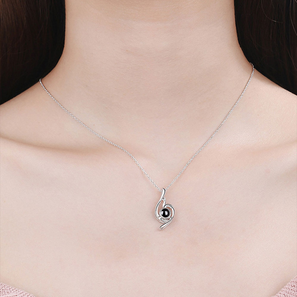 925 silver high quality love projection necklace photo projection i love you