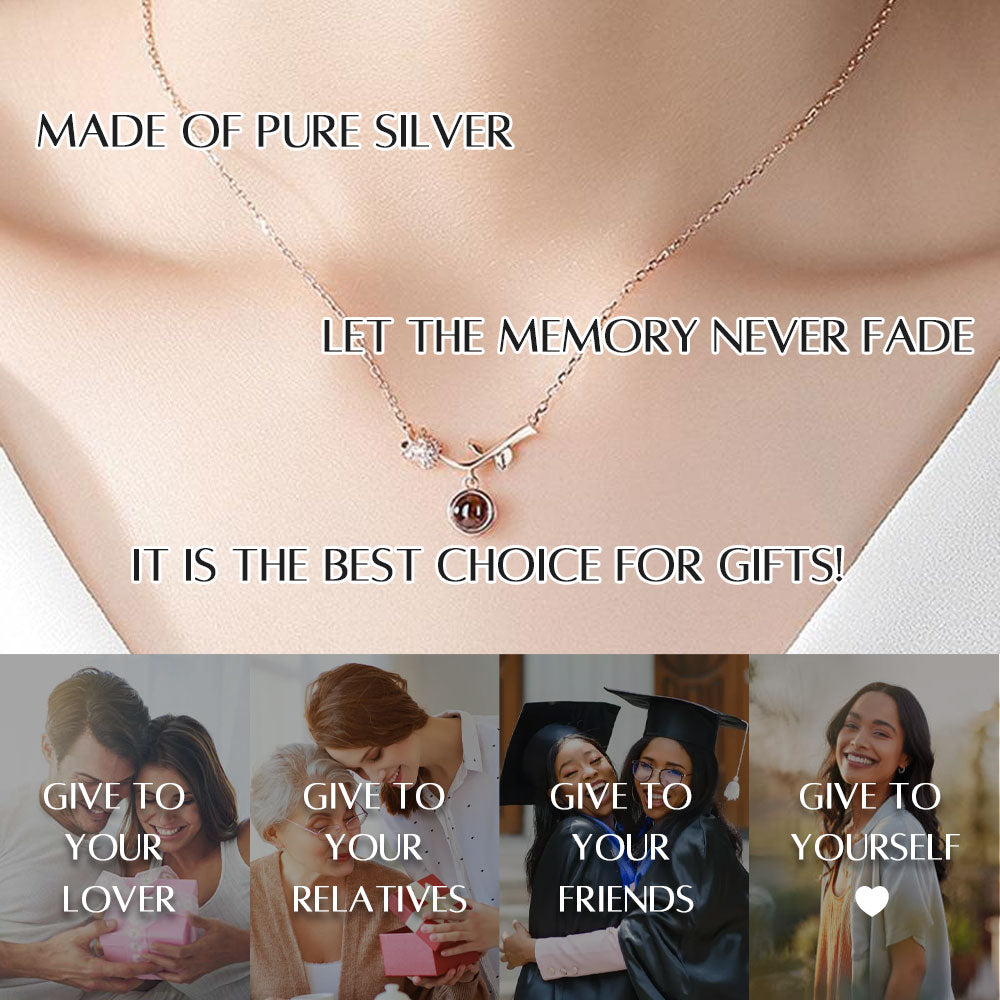 Rose Flower Photo Diamond Projection Necklace charm Gift for girlfriend
