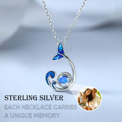Custom Mermaid Bubble Photo Projection Necklace  with picture inside Silver