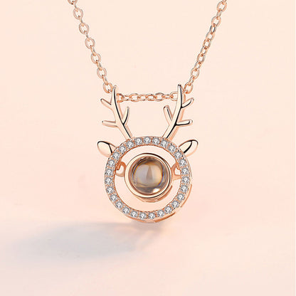 Best Deer projection bead jewelry necklace Sterling silver With gift box for gift giving