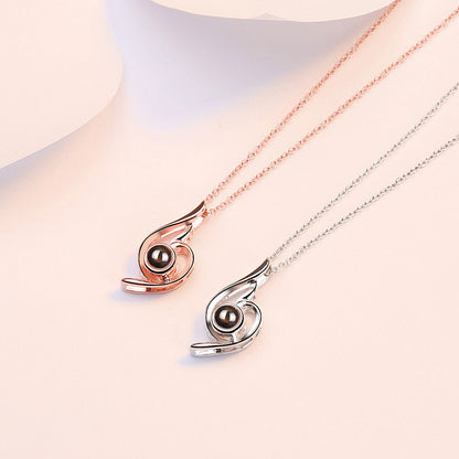 925 silver high quality love projection necklace photo projection i love you