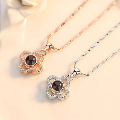 High quality Sterling silver Four-leaf clover projection necklace send girlfriend to friends